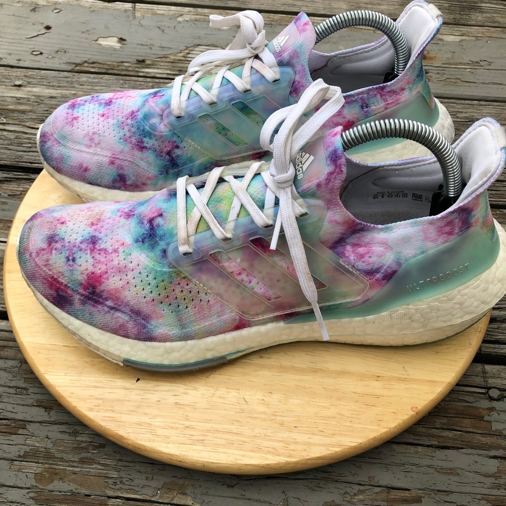 Adidas UltraBoost 21 GZ7104 Womens 9.5 US Pink Tie Dye Purple Running Shoes Gym - Picture 6 of 13